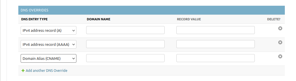 Screenshot of Django Administration Page for Server DNS settings